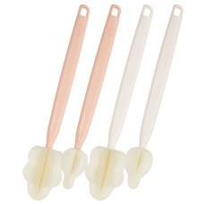 BABY&I 長柄奶瓶刷+奶嘴刷, 奶油米白+珊瑚粉, 1組