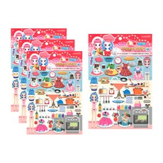 금홍팬시 뽀송뽀송 조이와 로라의 주방놀이 꾸미기 스티커 4p, 혼합색상, 1개