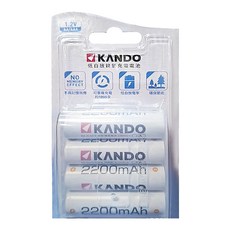KANDO 感動 低自放 鎳氫電池 2200mAh 可重複充電約1000次, 4顆, 1組