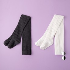 BASE ALPHA ESSENTIALS 兒童高級麻花紋包腳褲襪2件組