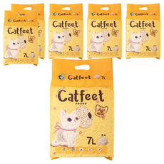 Catfeet 天然環保豆腐砂, 7L, 6袋, 原味