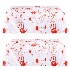 萬聖節塑膠血跡桌布 白色 + 紅色 270 x 130 cm, 2個, 1入