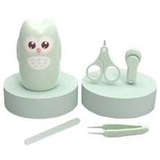 부엉이 유아 안전한 손톱깎이 세트, 그린, 1세트