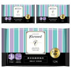 farcent 花仙子 驅塵氏 香水抗菌濕拖巾 鼠尾草與海鹽 12張, 3包