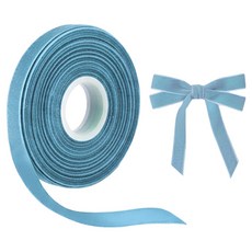 리코즈 DIY 벨벳 리본끈 크리스마스 포장 리본 오너먼트 액세서리 공예 10mm, 벨벳 스카이, 1개, 9m