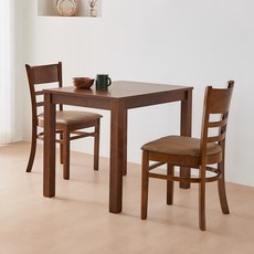 동서가구 캐빈 고무나무 원목 식탁 2인용 + 의자2p 세트 방문설치, 카카오, 일반의자 2