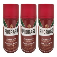 PRORASO 刮鬍泡 紅標 檀香，軟化鬍鬚，減少摩擦，滋潤保濕, 300ml, 3瓶