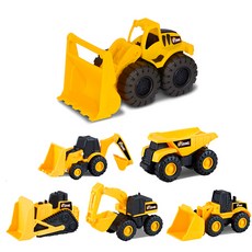 Bouchouka 犀牛玩沙小型推土機 + 5件組迷你工程車 重型機具玩具組, 混合色, 1個