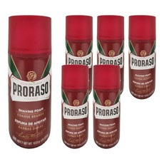 PRORASO 刮鬍泡 紅標 檀香，軟化鬍鬚，減少摩擦，滋潤保濕, 300ml, 6瓶