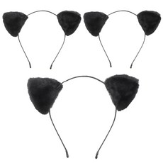 Stupid 毛球貓耳髮箍 20 x 15 cm, 黑色, 3個