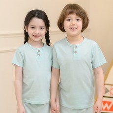 bonumam 兒童柔軟觸感鈕扣家居服上下套裝
