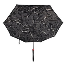 ROYALLIN 蘿林嚴選 德國創意反向傘 自動款, C型傘柄, 碳纖維傘桿, 防曬雙層PG布, 黑報紙