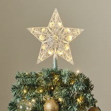 聖誕LED樹頂飾 頂部星星燈 電池款 21cm, 暖白光, 21cm, 1個