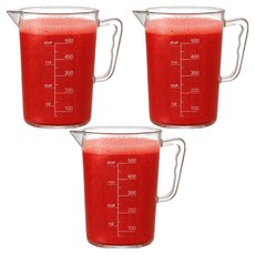 리빙메이커 업소용 PC비커 가벼운 워터포트 물 피쳐 계량컵, 투명, 500ml, 3개