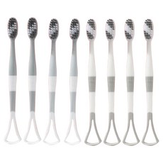 舌頭清潔牙刷(黑色+白色) 8入組, 1套