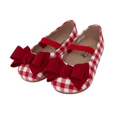 Babyjjam 女童格紋蝴蝶結平底鞋
