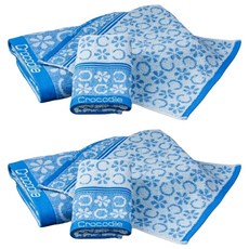 Crocodile 鱷魚 花物語提花方巾, 100%純棉, 33x34cm, 台灣製, 藍色, 2條