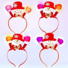 LED聖誕雪人造型髮箍, 4個, 混色