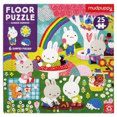 Mudpuppy 造型地板拼圖 花園兔子 促進腦部發展 手眼協調的能力 手部肌肉訓練 環保材質, 25片, 1盒