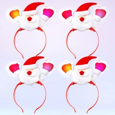 LED發光聖誕老人造型髮箍, 4個, 混色