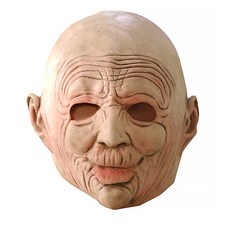 仿真滿臉皺紋光頭老人橡膠頭套 23*22*59cm, 1個, 淺褐色