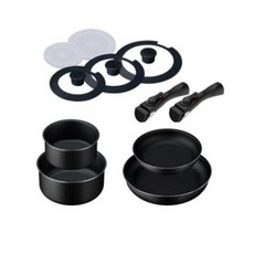 IRIS OHYAMA 愛麗思歐雅瑪 曜石黑鑽石塗層IH不沾鍋具11件組 TF-SE11, 黑色, 湯鍋16cm + 湯鍋20cm + 平底鍋20cm + 平底鍋26cm + PE鍋蓋16cm + PE鍋蓋20cm + 強化玻璃鍋蓋16cm + 強化玻璃鍋蓋20cm + 強化玻璃鍋蓋20cm + 可拆式把手2支, 1組