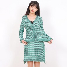 페이퍼먼츠 루즈핏 트위드 니트 가디건 스커트 투피스 세트 13265