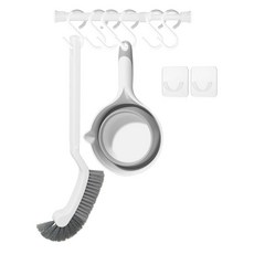 MONACO OLIVE 空間魔法 纖巧馬桶刷 + 可折疊水瓢組合, 白色, 1套