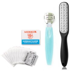 플로리빙 발 각질 굳은살 제거 면도기 블루 + 면도날 10p + 각질제거기 세트, 1세트