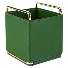 金色框架皮革筆筒, 深綠色, 1個