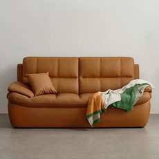 퍼리든 누벨라 가죽 3인용 쇼파 + 쿠션 세트 방문설치, 카멜