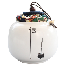 經典白瓷布蓋小茶罐, 白色, 1個