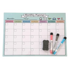 月計劃磁性備忘錄板+3支筆+板擦
