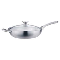 Hi CHEF 掌廚 316不鏽鋼 歐式七層導磁平底鍋 附玻璃蓋, 30cm, 1個