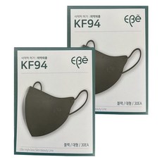 이비에 4중필터 새부리형 컬러 패션 마스크 대형 KF94, 30개입, 2개, 블랙
