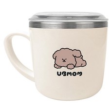 유비맘 초코몽이 스텐인리스 컵 + 뚜껑 세트, 베이지, 1개, 280ml