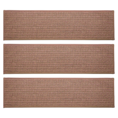 半島良品 亞麻款止滑樓梯墊, 咖啡色, 3個