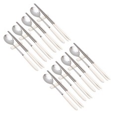 Willive 304不鏽鋼 AMOS 粉彩餐具組, 湯匙 + 筷子, 象牙白, 8套