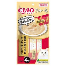 INABA CIAO 啾嚕 肉泥, 奢華鮪魚 + 帝王鮭, 56g, 1袋