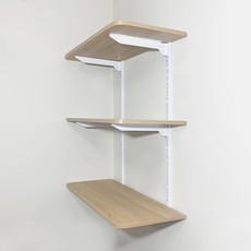 하드웰 철제 시스템 벽선반, 철재 (화이트) + 상판 (오크), 3단
