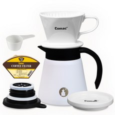 Comac 冰鎮保冷保溫咖啡手沖組, 保溫保冷壺 + 陶瓷濾杯 + 濾杯架 + 濾紙 100p + 量匙, 1套, 600ml