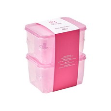Thx Soyoon 冷凍庫專用密封保鮮盒 8號 粉色, 600ml, 2個