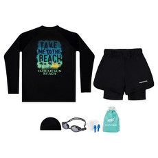 aquatica 兒童防磨衣三分水上運動緊身褲一般泳鏡5件組 AQA390+AQA420