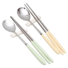 Willive AMOS 粉彩韓式餐具組, 湯匙 + 筷子, 綠色 + 黃色, 2套