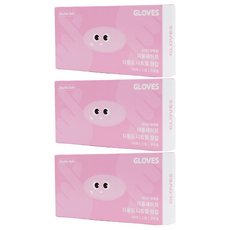 더블세이프 식품용 다용도 니트릴장갑 100p, 핑크, 소(S), 3개