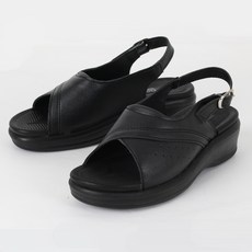 Dodo Partners 女士柔軟雙層氣墊厚底涼鞋, 黑色, 24.0cm~24.5cm