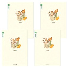 morning glory 窄行聯絡本 4本 + 顏色隨機 2本 小學3~6年級適用, 2組, B 貓咪