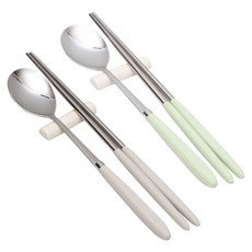 WILLIV AMOS 粉彩餐具組, 湯匙 + 筷子, 綠色 + 灰色, 2套