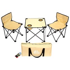 아웃도어포레스트 접이식 캠핑 의자 + 테이블 2인용 콤보세트, 아이보리