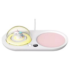 ANTIAN 萌寵智能恆溫數位顯示暖杯墊 精油香氛機 55度C/65度C/75度C 重力感應保溫加熱杯墊, 1台, 白色獨角獸